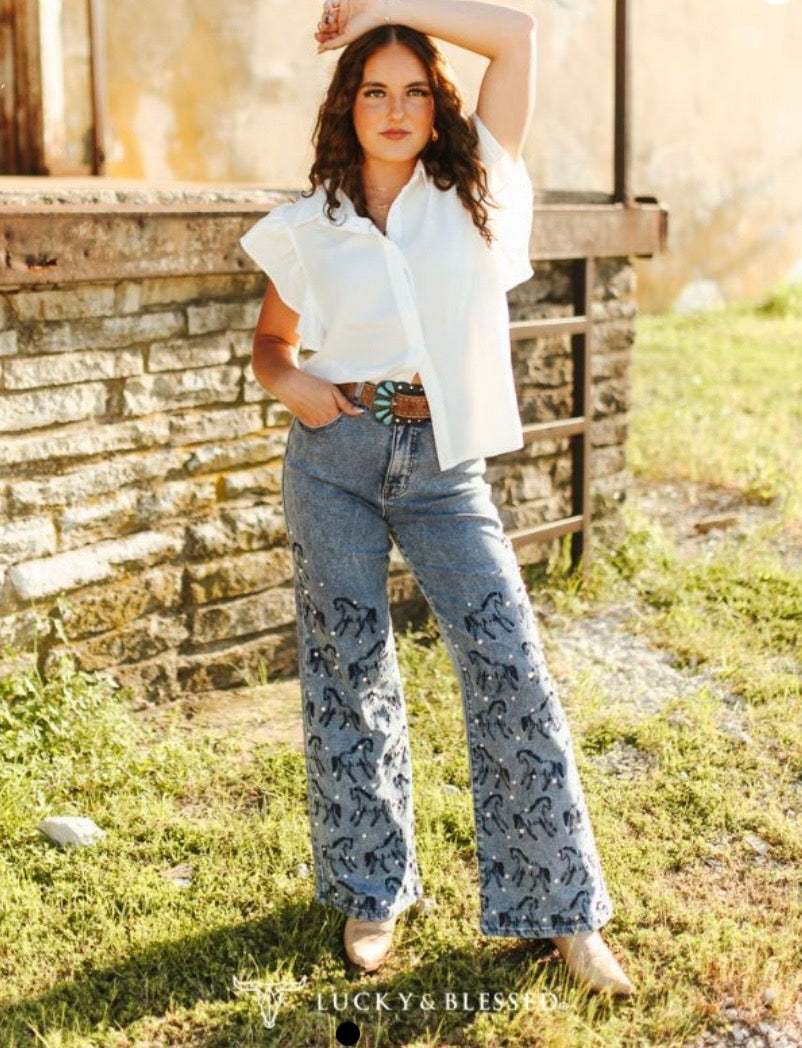 Wild Horses Embroidered JEANS