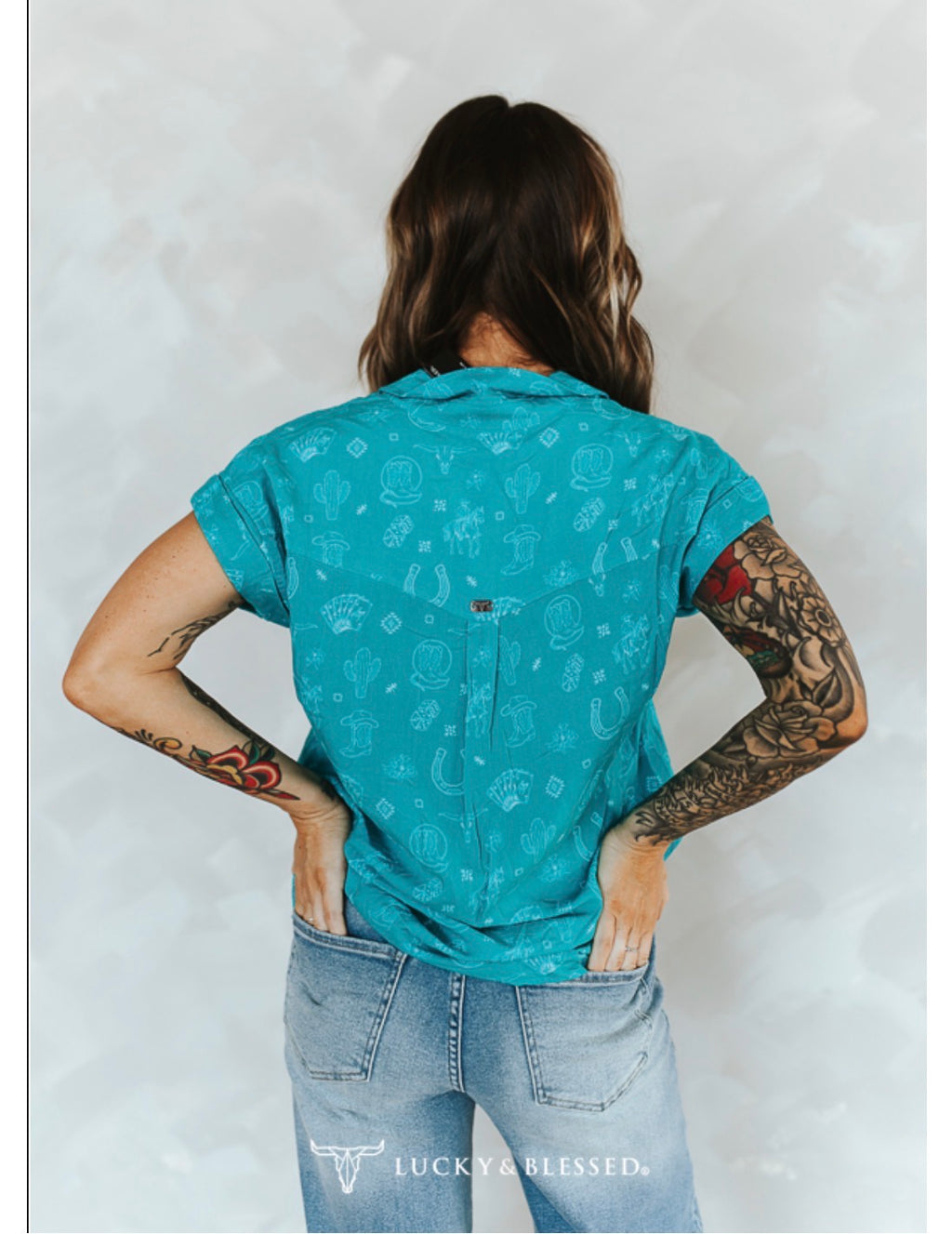 Turquoise Trails Western Button Down