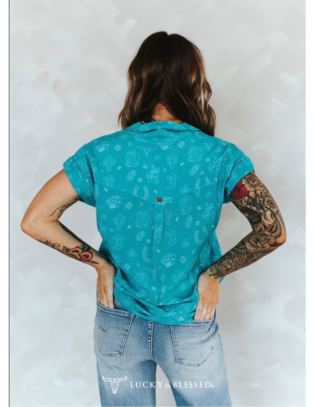 Turquoise Trails Western Button Down