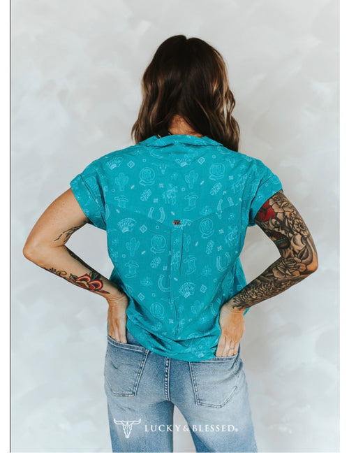 Turquoise Trails Western Button Down